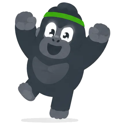 Mike cheering with both arms up